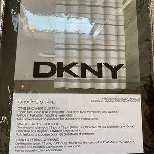 DKNY  Gray strip on White material shower curtain